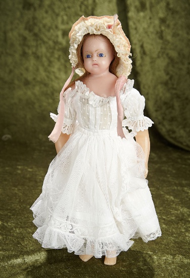 15" English Poured Wax Child Doll in Original Costume. $600/900