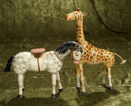 Two American wooden circus animals by Schoenhut. $500/700