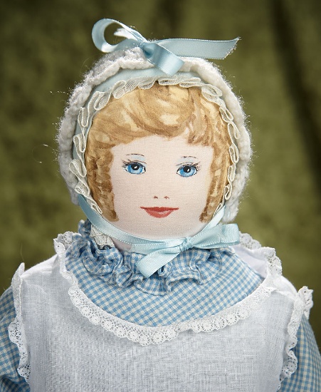 17" American cloth Moravian doll in the Polly Heckewelder tradition, original costume. $300/400