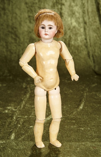 17" German bisque closed mouth doll, 225, by Bahr and Proschild. $500/700