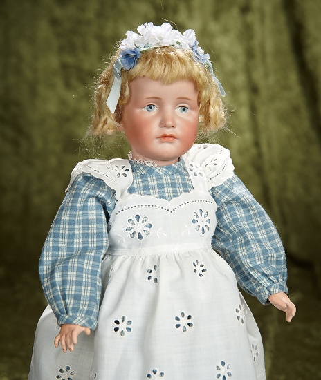 15" German bisque pouting child, 114, "Gretchen", by Kammer and Reinhardt. $1200/1600