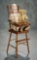 German Bisque Character, 2096, by Bruno Schmidt in High Chair with Teddy Bear 700/900
