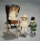 Three French All-Bisque Mignonettes in Original Costumes with Pony Carriage 500/800