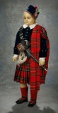 Grand English Wax Doll in Elaborate Scottish Costume from Coleman's London Bazaar 2800/4200