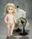German All-Bisque Miniature Doll with Bare Feet in Rare Large Size 1100/1500