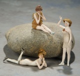 A Trio of Petite German All-Bisque Bathing Beauties 600/900