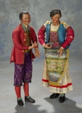 Pair, Neopolitan Villagers in Original Vibrant Costumes 600/900