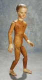 Early German All-Wooden Fully-Articulated Doll with Character Expression 2800/3400