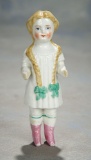 Rare German Porcelain Miniature Doll with Sculpted Braids 300/500