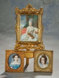 Three Early Miniature Portrait Paintings of Ladies with Splendid Coiffures 600/900