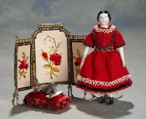 German Miniature Porcelain Doll with Accessories 300/500