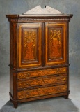 Superb English Satinwood Marquetry Cabinet Signed by Makers Edwards & Roberts 1600/2400
