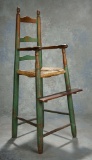 Early American High Chair with Rush Seat and Original Rubbed Finish 300/500
