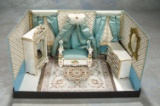 Petite French Miniature Folding Room with Original Furnishings 800/1000