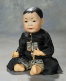 Rare Painted Hair Variation of German Bisque Portrait of Chinese Baby by Kestner 2800/3300