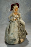 French Poured Wax Fashion Lady in Original Couture Costume of Louis XVI Style, 1780 600/900