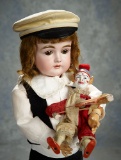 German Bisque Child Doll, 167, by Kestner with Toy Clown 400/600