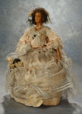 French Poured Wax Fashion Lady in Original Couture Costume of Napoleon III Style, 1860 700/1000