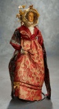 French Poured Wax Fashion Lady in Original Couture Costume of 1794 Epoch 600/900