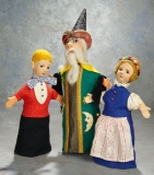 Four German Felt Puppet-Dolls by Else Hecht including Wizard 300/500