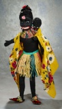 German Felt Puppet-Doll Depicting African Woman in Superb Costume by Else Hecht 500/800