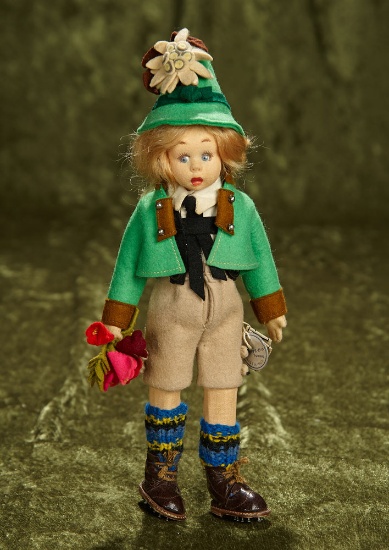 8" Italian felt miniature Tyrolean boy by Lenci with original tags. $400/500