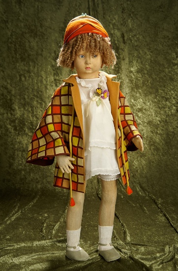 34" Italian Felt Doll in the Shirley Temple Manner by Lenci, original early paper label. $1100/1600