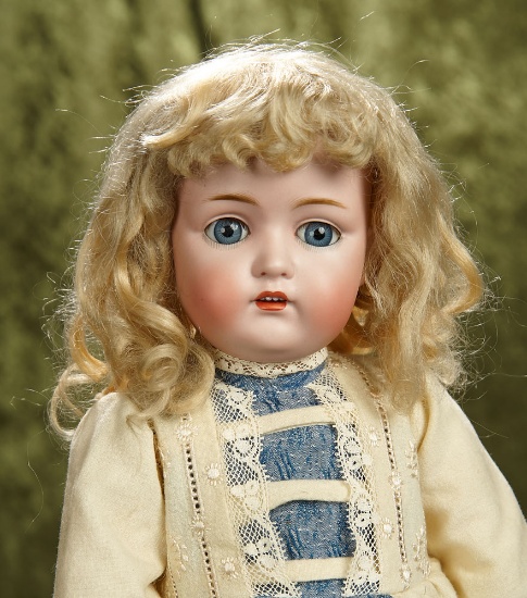 Pretty 20" German bisque child, model 214, by Kestner with original stamped body. $400/600