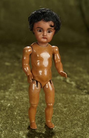 7 1/2" Petite German brown-complexioned bisque doll, fully-articulated body by Kestner $400/500