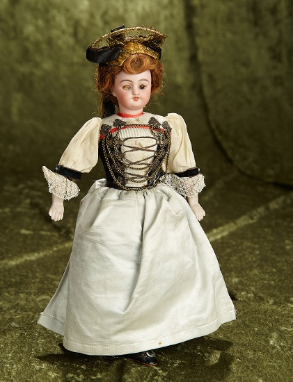 12" German bisque lady doll in original costume by Simon and Halbig. $600/900