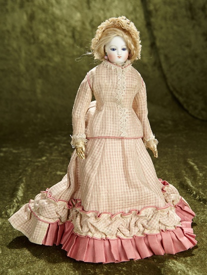 12" French bisque poupee by Blampoix with maker's mark, cobalt blue eyes. $1200/1500