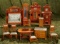 Collection of eleven wooden dollhouse furnishings with blue silk upholstery. $600/900