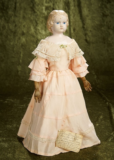 19" American pressed rubber doll by I.E. Comb with provenance. $400/600