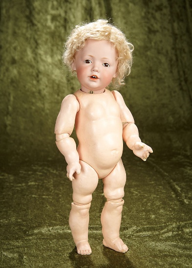 18" German Bisque Character "Hilda" by Kestner with wonderful toddler body.  $1600/1900