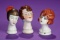 Trio of German Porcelain Flapper Heads for Pincushions 100/200