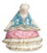 French Porcelain  Boudoir Box Depicting 18th-Century Lady in Curtsy Pose 300/500