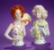 Pair, German Porcelain Wigged Half-Dolls 150/200
