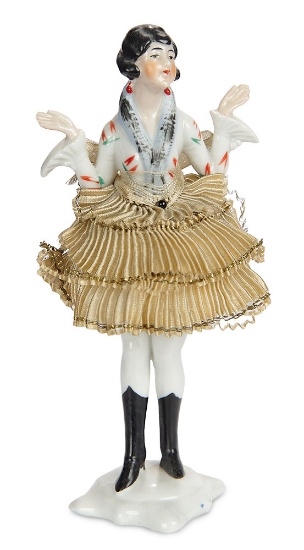 German Porcelain Half-Doll "Lady in Black Boots" 200/400