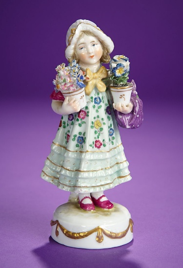 German Porcelain Child with Two Pots of Dresden Flowers 300/400