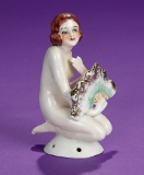 German Porcelain Bathing Beauty with Fan in Kneeling Pose 200/300