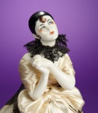 German Porcelain Half-Doll as Pierrette with Clasped Hands 300/500