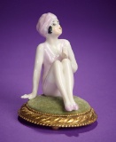 German Porcelain Bathing Beauty in Seated Pose, on Pincushion Base 200/300