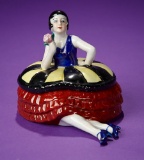 German Porcelain Flapper Lady as Powder Box 200/400