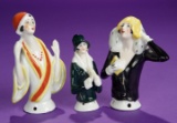 Three German Porcelain Flapper Lady Half-Dolls in Stylish Costumes 150/250