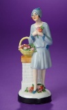 German Porcelain Flapper Lady with Basket of Flowers 150/250