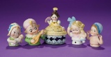 Five German Bisque Half-Dolls as Children with Dolls or Accessories 400/600