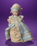 German Bisque Half-Doll Child with Original Pincushion 150/250