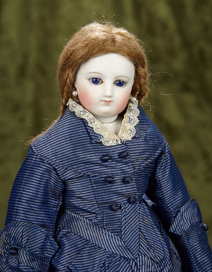 15" French Bisque Poupee with Beautiful Cobalt Blue Eyes. $1400/1800