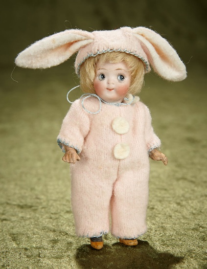 5" Charming German Glass Eyed Googly in Bunny Costume. $400/600