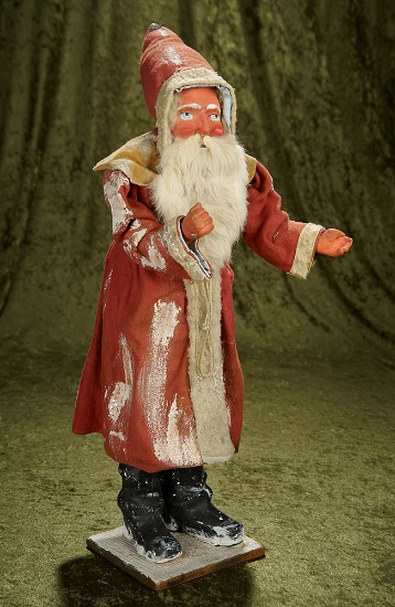 20" German paper mache St. Nicholas in original flannel costume. $600/800